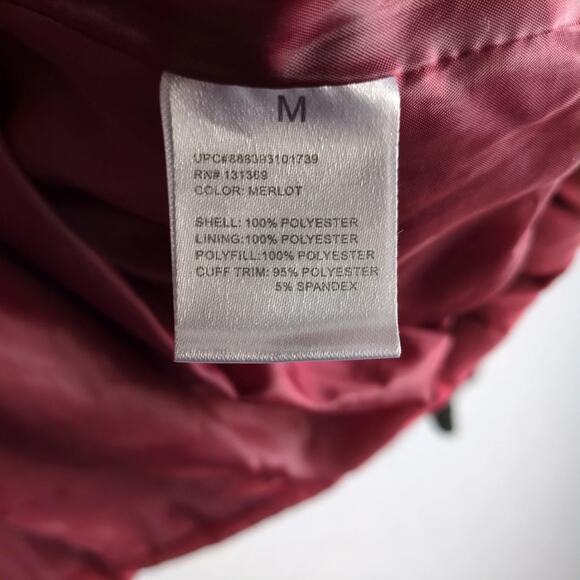 Rampage Merlot Puffer Coat Women's M Hooded Full Zip Pockets Thumb Holes Winter - Picture 9 of 10